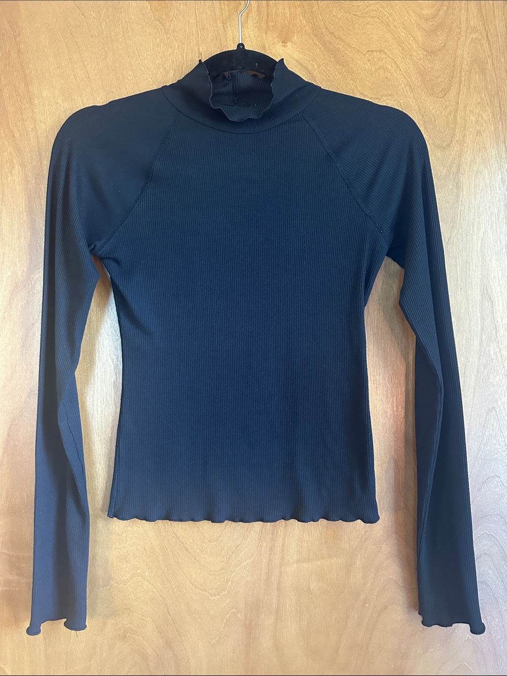 SO Black Ribbed Mock Neck Long Sleeve Top